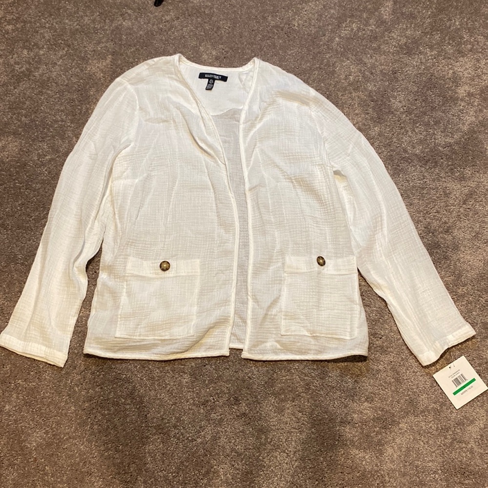 Ellen Tracy Cotton Gauze Cardigan SIZE L